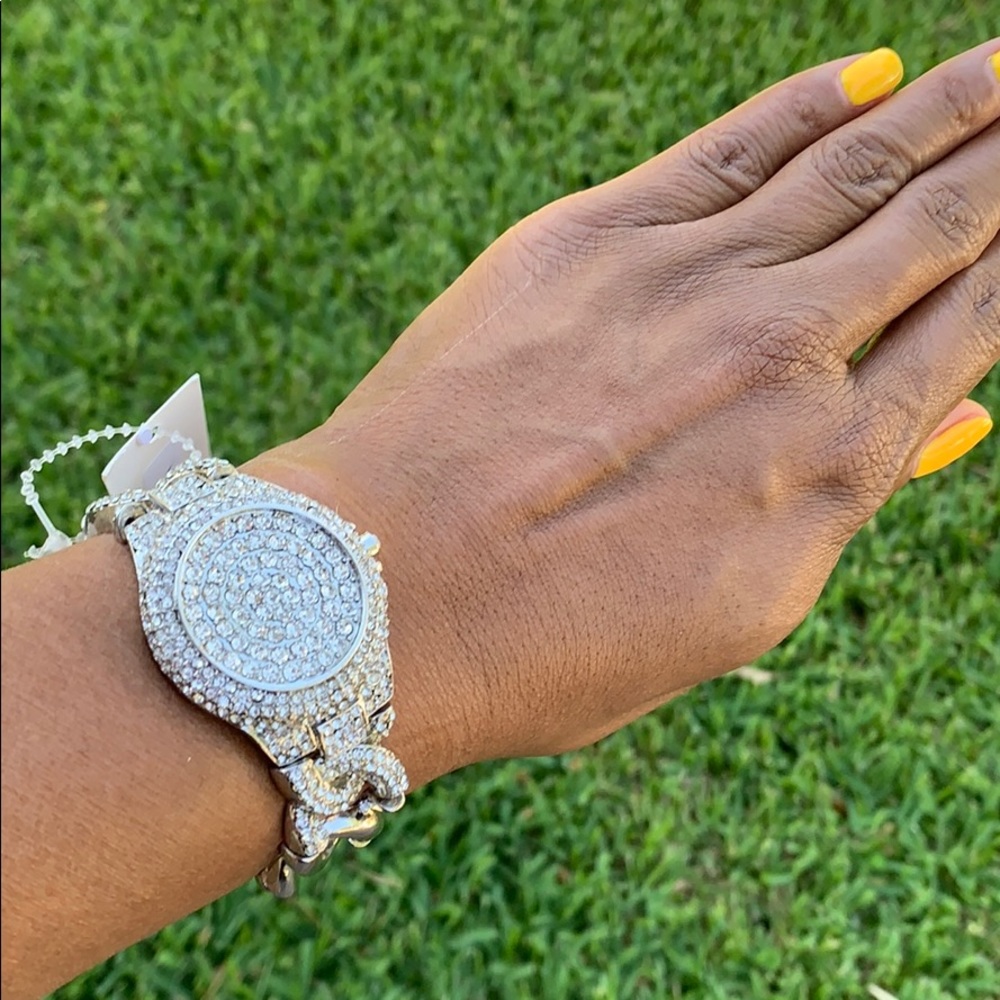 Cz mock watch bracelet